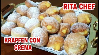 KRAPFEN  BOMBOLONI CON CREMA ALL ARANCIA🍊RITA CHEF  Fritti e al Forno sono soffici e golosi [upl. by Alvan]