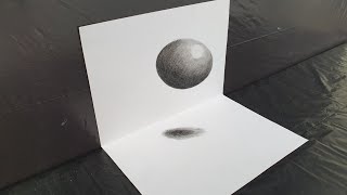 3D floating globeball art easy on paper pencil shade paper trick [upl. by Weasner95]