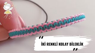 İki Renkli Kolay Bileklik Yapımı 😍 Ayarlanabilir Bileklik [upl. by Uy531]