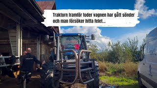 Traktorn framför foder vagnen har gått sönder och vi får inte av foder vagnen [upl. by Arlena]