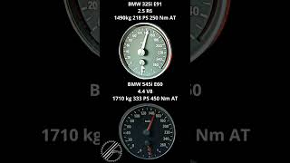 BMW 545i E60 44 V8 333 PS vs BMW 325i E91 25 R6 218 PS 100200 kmh Acceleration Comparison [upl. by Tannenbaum658]