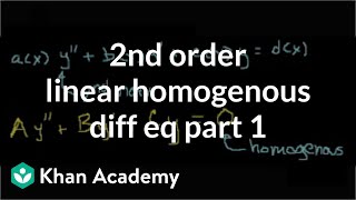 2nd order linear homogeneous differential equations 1  Khan Academy [upl. by Egap869]