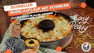 Schneller Nudelauflauf mit Schinken  OHNE Vorkochen  Omnia Backofen [upl. by Orihakat]