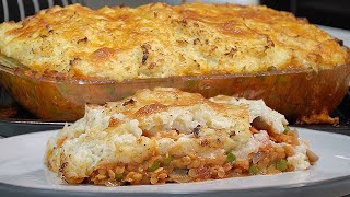 Red lentil Shepherds Pie with a Cauliflower Cheese Mash Crust [upl. by Enaasiali]