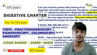 Digestive system chapter ll Practosigmoidoscopy  sigmoidoscopy colonoscopy anoscopy ll cpc cpt [upl. by Yemerej]