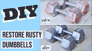 Clean weights easily Restore rusty dumbbells  DIY gym equipment at home [upl. by Polly468]