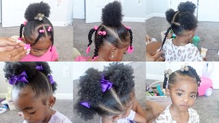 10 Min Easy amp Cute Hairstyles for Babies amp Toddlers Curly Natural Hair Routine  Little Black Girls [upl. by Assille]