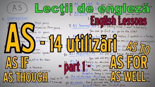 Lectii Engleza Video  AS  14 Uses 14 Utilizari ale lui AS  part 1  English Video Lessons [upl. by Bittencourt]