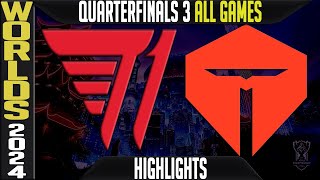 T1 vs TES Highlights ALL GAMES  LoL Worlds 2024 Knockouts Quarterfinals  T1 vs TOP Esports [upl. by Aisset]