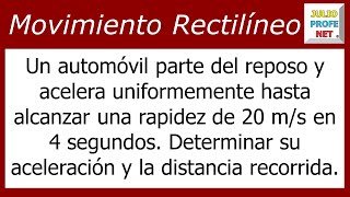 MOVIMIENTO RECTILÍNEO UNIFORMEMENTE ACELERADO  Problema 1 [upl. by Enoob]