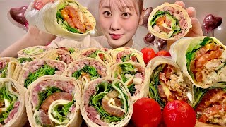 ASMR BLT Rollers Mexican Salad Wrap【Mukbang Eating Sounds】【English subtitles】 [upl. by Iew]