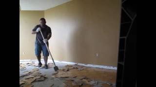 Removing parquet flooring the cheap way [upl. by Odinevneib]