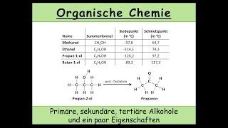 primäre sekundäre tertiäre Alkohole und ein paar Eigenschaften von Alkoholen 27 [upl. by Maze]