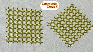 Lesson 5  Lacing Lattice stitches embroiderypatterns embroideryforbeginners latticework [upl. by Christean]