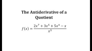 The Antiderivative of a Polynomial Divided by a Monomial [upl. by Israel]