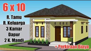 DESAIN RUMAH MINIMALIS 6X10 METER 3 KAMAR [upl. by Akinehc]