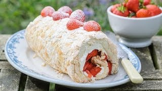 Sweet Eve Strawberry Meringue Roulade recipe [upl. by Amol]