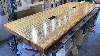 10FT LONG CONFERENCE TABLE MADE OUT OF SKATEBOARDS [upl. by Reg]