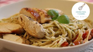 Pasta con salsa al Pesto y Pollo Como preparar unos ESPAGUETIS AL PESTO CON POLLO muy FÁCIL [upl. by Ynahpit777]