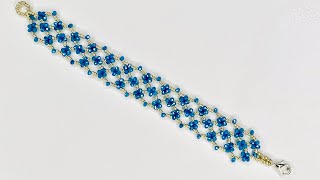 BlueFlower Beaded Bracelet 💎 beadingbracelet beadingtutorial diy [upl. by Ttam]