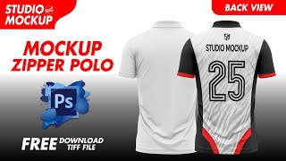 Mockup Zipper Polo Shirt  TiffPhotoshop Mockup  Free Download Mockup  Back View Mockup [upl. by Gnoix]