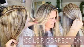 Blonde Highlights Gone Wrong  Major Color Correction 😱 How to Fix Spotty Hair Color [upl. by Juback548]