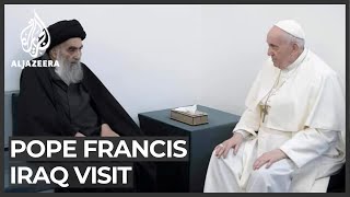 Pope Francis meets Iraq’s Shia leader alSistani [upl. by Enyalb476]