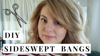 SUPER EASY HOW TO CUT SIDE SWEPT BANGS DIY  HeyJuliaRae [upl. by Mensch213]