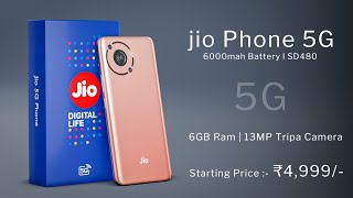 Jio Phone 5G First Look Camera Low Price Smartphone 2022 [upl. by Chick]