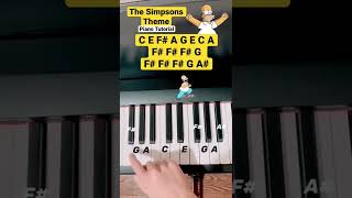 The Simpsons Theme Song Piano Tutorial 👱‍♂️  shorts piano pianotutorial thesimpsons simpsons [upl. by Ahsienak847]