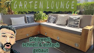 DIY Garten Lounge  Sitzecke aus Holz mit LED Beleuchtung und Pflanzenlegebereich [upl. by Smukler]