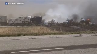 Illinois dust storm causes 72car pileup crash on I55 killing 6 [upl. by Leigha880]