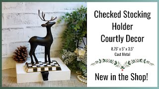 Courtly Christmas Stocking Holder Checked Reindeer Decor Checked Christmas Decor [upl. by Arenahs965]