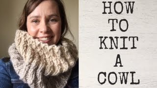 HOW TO KNIT A COWLSCARF  cable rib pattern  TeoMakes [upl. by Llyrat812]