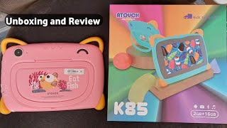 Atouch K85 kids tablet unboxing and review  kids android tablet specifications and price [upl. by Kirschner]