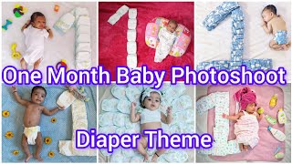 Diaper Theme One month baby photoshoot ideas 💡 babyphotoshoot [upl. by Tenrag]