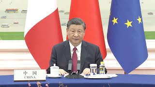 Xi Jinping holds trilateral meeting with Macron von der Leyen [upl. by Taimi85]