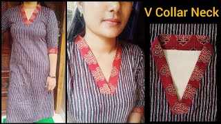 🥰V Collar Neck Cutting And Stitching Easy Method🥰 [upl. by Eiddal203]