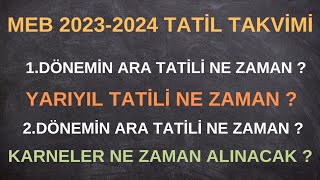 MEB TATİL GÜNLERİ 1Dönem Ara Tatil  Yarıyıl Tatili  2Dönem Ara Tatil  Okulların kapanması [upl. by Cutlerr541]