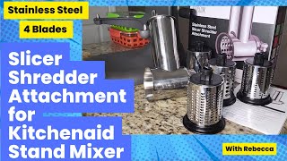 Transform Your Kitchenaid with Focollks Stainless Steel Slicer amp Shredder Attachment  4 Blades [upl. by Reffotsirk]