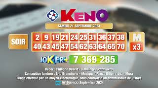 Tirage du soir Keno® du 21 septembre 2024  Résultat officiel  FDJ [upl. by Jolee]