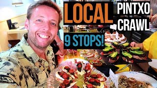 EPIC Local San Sebastian Pintxo Crawl 9 stops [upl. by Ishmael86]