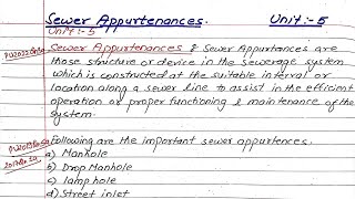 Unit5  Sewer Appurtenances  Sanitary Engineering  BE Civil  6th Sem  Prashant YT [upl. by Hsetim]