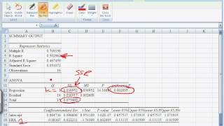 Excel Walkthrough 4  Reading Regression Output [upl. by Renzo952]