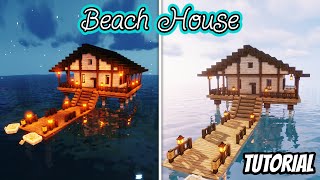 How to build a minecraft beach house tutorial [upl. by Aziar923]