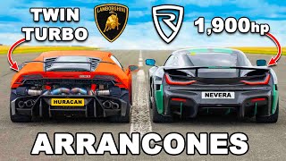 Lambo Huracán de 1800 hp vs Rimac Nevera ARRANCONES [upl. by Buonomo]