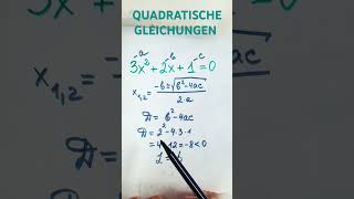 QUADRATISCHE GLEICHUNGEN ANZAHL DER LÖSUNGEN youtubeshortsviral maths gleichung [upl. by Acenahs]