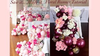 Cascading Floral Ballon Table Runner Tutorial Saw it Made it DIY [upl. by Aliuqat]