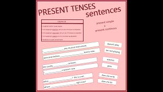 Present tenses  sentences [upl. by Aohsoj577]