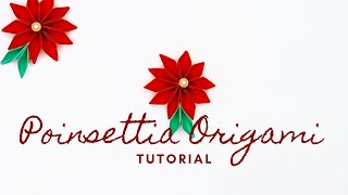 Easy Poinsettia Flower Origami Tutorial [upl. by Berkie544]